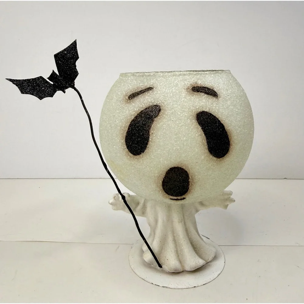 Department 56 Halloween Ghost Glitterville Votive Tea Light Candle Holder VTG
